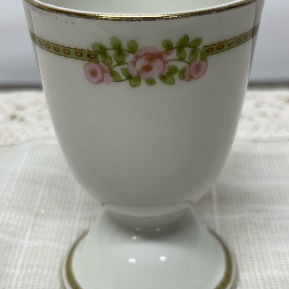 Theodore Haviland Limoges France Egg Cup – Pink Rose Garland & Gold Rim - Picture 2 of 6